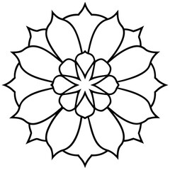 Mystical Floral Mandala Outline Vector