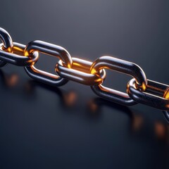 Obraz premium Metallic Chain Links with Shiny Surface on Dark Background