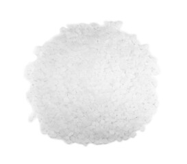 Pile of salt isolated on white, top view
