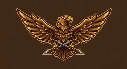 Obraz premium Eagle with Crossed Arrows Illustration