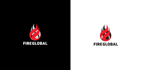 fire global design logo vector