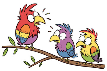 Naklejka premium Parrots on a branch