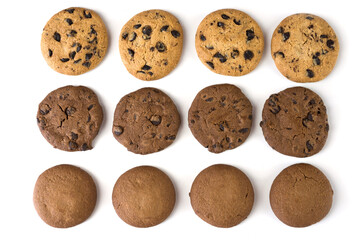 Set of different cookies isolated on white background