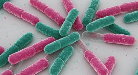Bacteria Cells in Pink and Green
