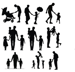 Father and Child Silhouettes – Minimalist Family Bonding Moments for Modern Design

