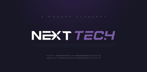 Next Tech Modern abstract digital alphabet font. Minimal technology typography, Creative urban sport fashion futuristic font and with numbers. vector illustration	