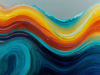 Bright abstract fluid wave with vibrant colors and glossy texture. Perfect for backgrounds, art prints, and creative concepts.