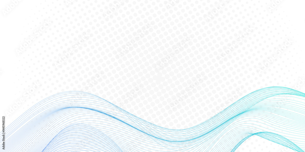 Poster Abstract blue, white smooth element swoosh speed wave modern stream background. Wave with lines created using blend tool. Abstract frequency sound wave lines and twisted curve lines background.