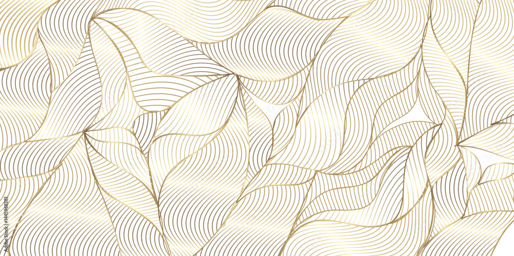Poster abstract vector gold floral waves background. elegant abstract background featuring glimmering golde