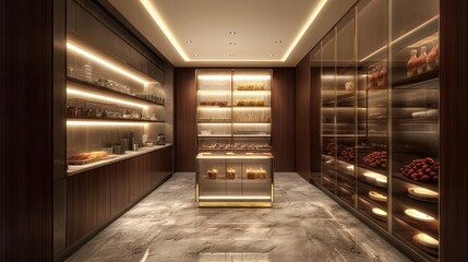 Obraz premium Luxurious, well-appointed butler's pantry in a modern home.