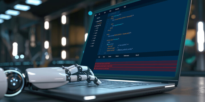 Software development programming on computer screen for brisk application and program coding