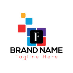 Company logo design is a crucial business concept, often utilizing an icon or symbol with text for web and marketing F logo design 