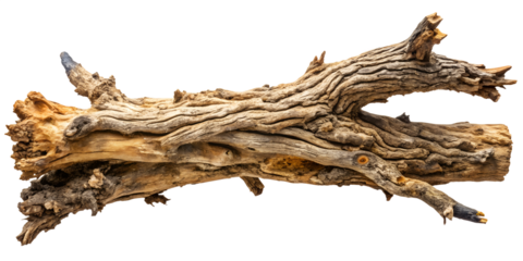 Realistic dry twisted tree branch with bare twigs isolated on transparent background

