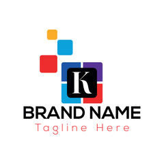 Company logo design is a crucial business concept, often utilizing an icon or symbol with text for web and marketing K logo design 