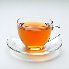 Glass Cup of Hot Black Tea on White Background &ndash; Minimalist Beverage Concept.
