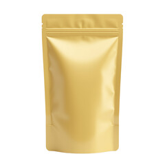 Gold foil packaging bag, white isolated background