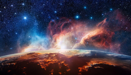 cosmic background with nebulae and stars in the universe