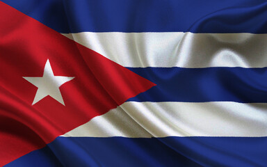 Close-Up of the Vibrant Cuban Flag with Stunning Details