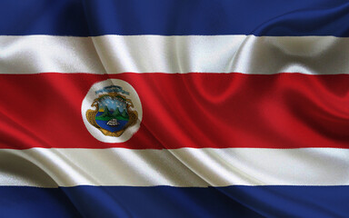 Costa Rican National Flag Featuring Vibrant Colors and Detailed Emblem