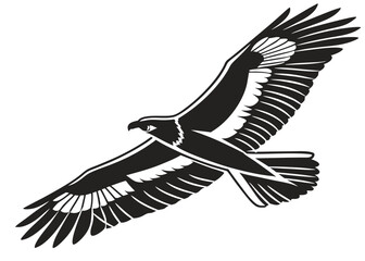 "Bold Eagle Tattoo Vector – Black and White Soaring Bird Graphic Design"