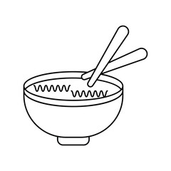 noodles lineal icon with white background vector stock illustration