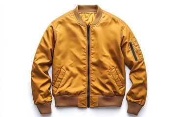 Stylish Mustard Yellow Bomber Jacket Fall Fashion Casual Zip up Soft Fabric Detailed Cuffs Warm