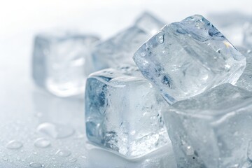 Obraz premium Clean crystal ice texture, macro shot isolated on white.