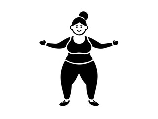 Happy Plus Size Woman Ready for Fitness Icon Illustration