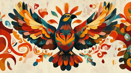 Obraz premium Pigeon Logo Mexican Muralism Style Design for Stock Photos