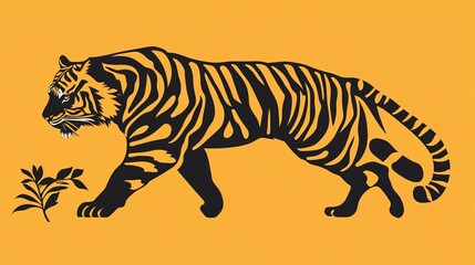 Fototapeta premium Mexican Style Tiger Silhouette Logo Design for Professional Projects
