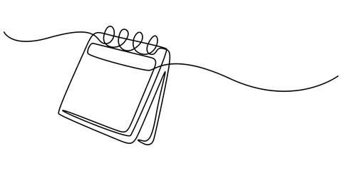 Table calendar continuous one line drawing and happy new years outline vector icon, Loose-leaf calendar. One continuous line drawing of calendar. Symbol of memorable moment and the day. pro  Editable.