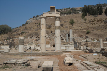 T&uuml;rkiye ruins of ancient Ephesus on a cloudy autumn day