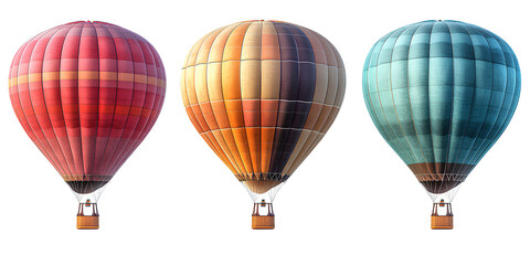Colorful hot air balloons isolated on a transparent background