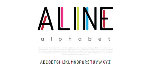 Aline elegant Font Uppercase Lowercase Number And Ampersand. Classic Lettering Minimal Fashion Designs. Typography modern serif fonts regular decorative vintage concept. vector illustration	