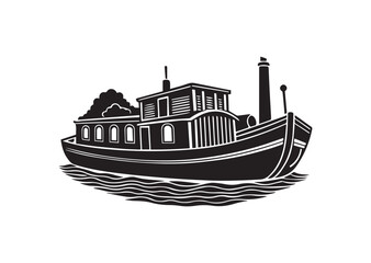 Obraz premium Barge silhouette vector 