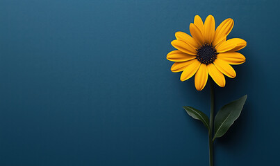 Vibrant yellow sunflower against deep blue background showcasing natural beauty.