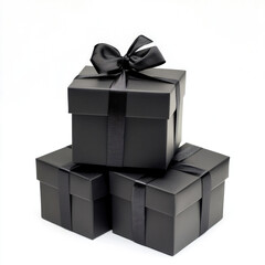 Stack of black gift boxes