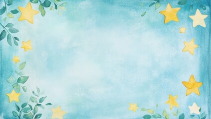 Obraz premium Pastel sky, stars, and leaves background