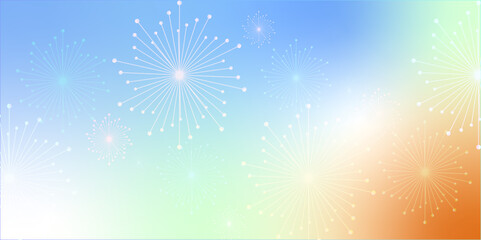 Flat colorful fireworks festive celebration new year illustration vector design. Bursting fireworks with circle and sparks background. Indian festival decoration.  Spectacolor Pyrotecnico, Foucha art.