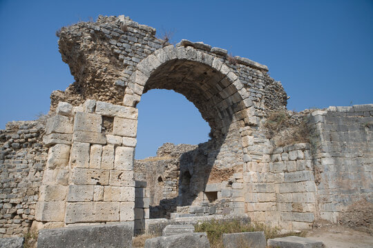 T&uuml;rkiye ruins of ancient Priene on a sunny autumn day