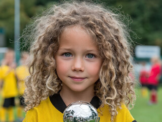Fototapeta premium Young Soccer Champion. Proud Winner. Victory.