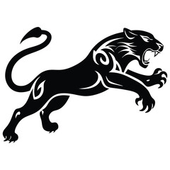 A Panther is jumping vector silhouette, animal silhouette isolated vector Illustration