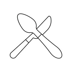 cutlery lineal icon with white background vector stock illustration