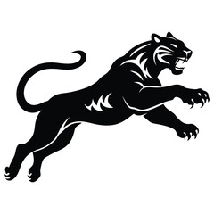 A Panther is jumping vector silhouette, animal silhouette isolated vector Illustration