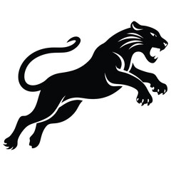 A Panther is jumping vector silhouette, animal silhouette isolated vector Illustration