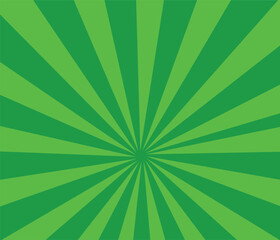 Abstract Glowing Green Sunburst Background with Dark Sea Green Light Rays for Presentation and Poster Design