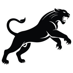 A Panther is jumping vector silhouette, animal silhouette isolated vector Illustration