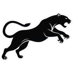 A Panther is jumping vector silhouette, animal silhouette isolated vector Illustration