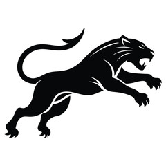 A Panther is jumping vector silhouette, animal silhouette isolated vector Illustration