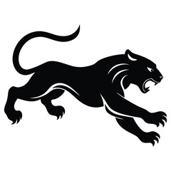 A Panther is jumping vector silhouette, animal silhouette isolated vector Illustration